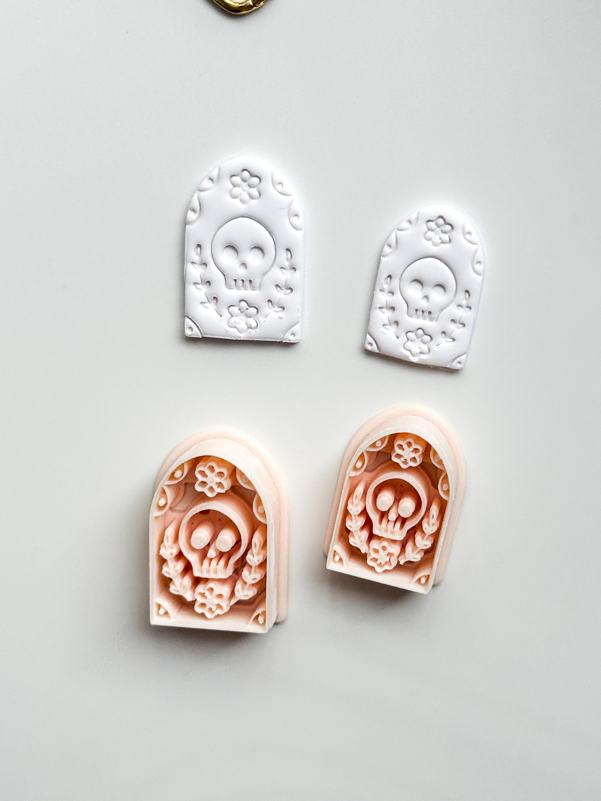 Skull Bloom Arch Cutter: Floral Sugar Skull Dangle for Polymer Clay