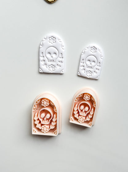 Skull Bloom Arch Cutter: Floral Sugar Skull Dangle for Polymer Clay