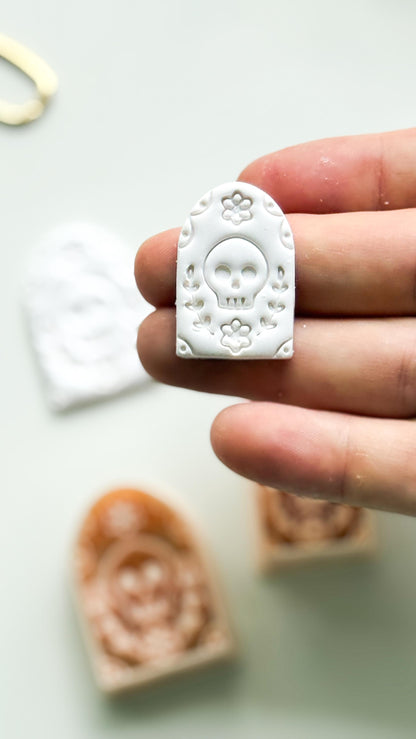Skull Bloom Arch Cutter: Floral Sugar Skull Dangle for Polymer Clay