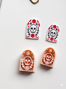 Skull Bloom Arch Cutter: Floral Sugar Skull Dangle for Polymer Clay