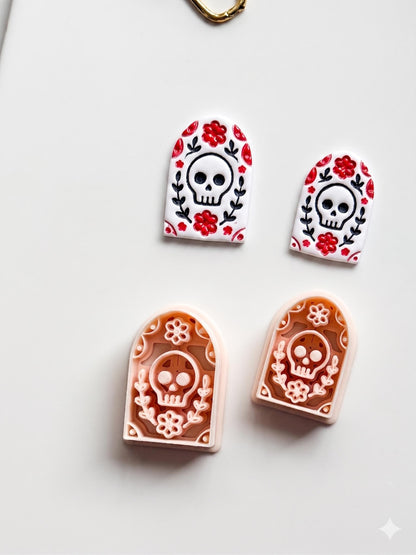 Skull Bloom Arch Cutter: Floral Sugar Skull Dangle for Polymer Clay
