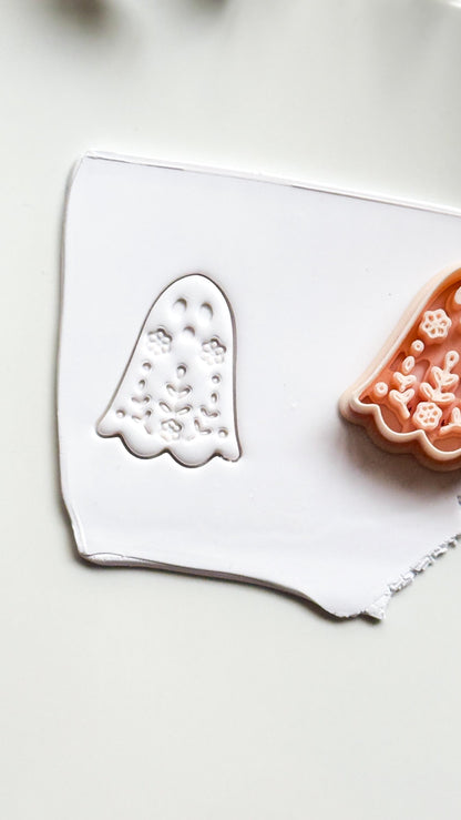 Cute Floral Ghost Cutter: Botanical Spirit Shape for Polymer Clay