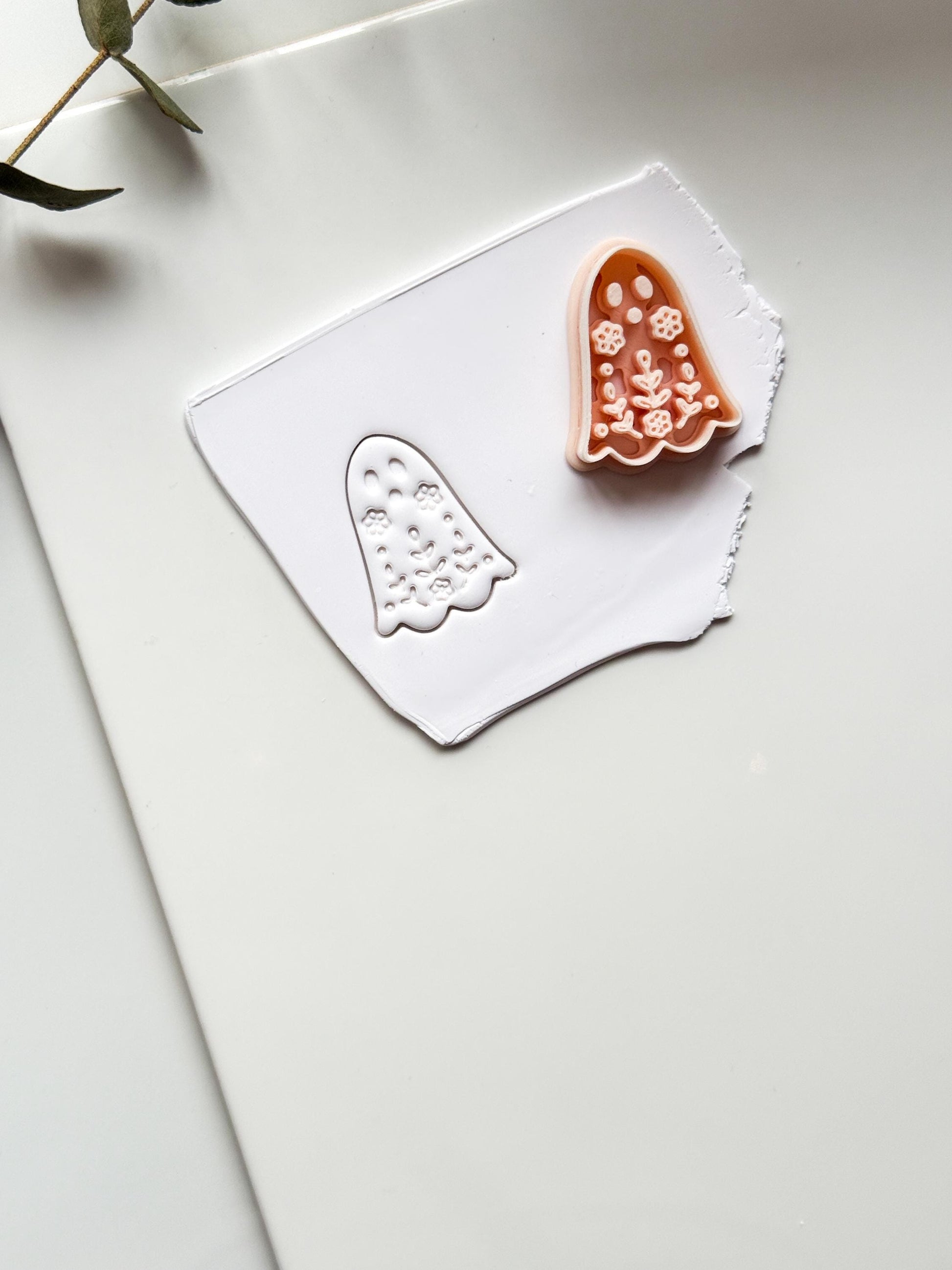 Cute Floral Ghost Cutter: Botanical Spirit Shape for Polymer Clay