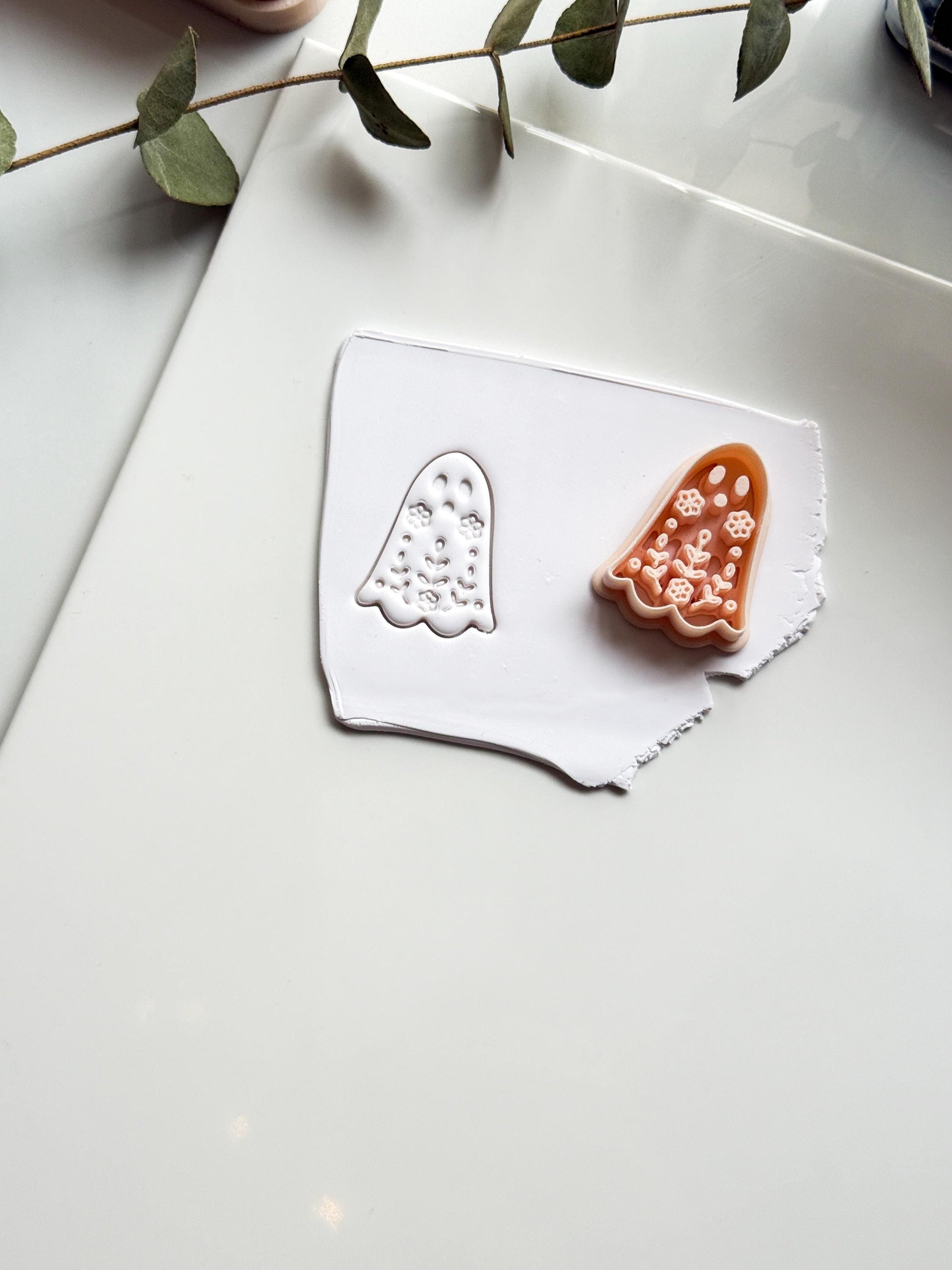 Cute Floral Ghost Cutter: Botanical Spirit Shape for Polymer Clay