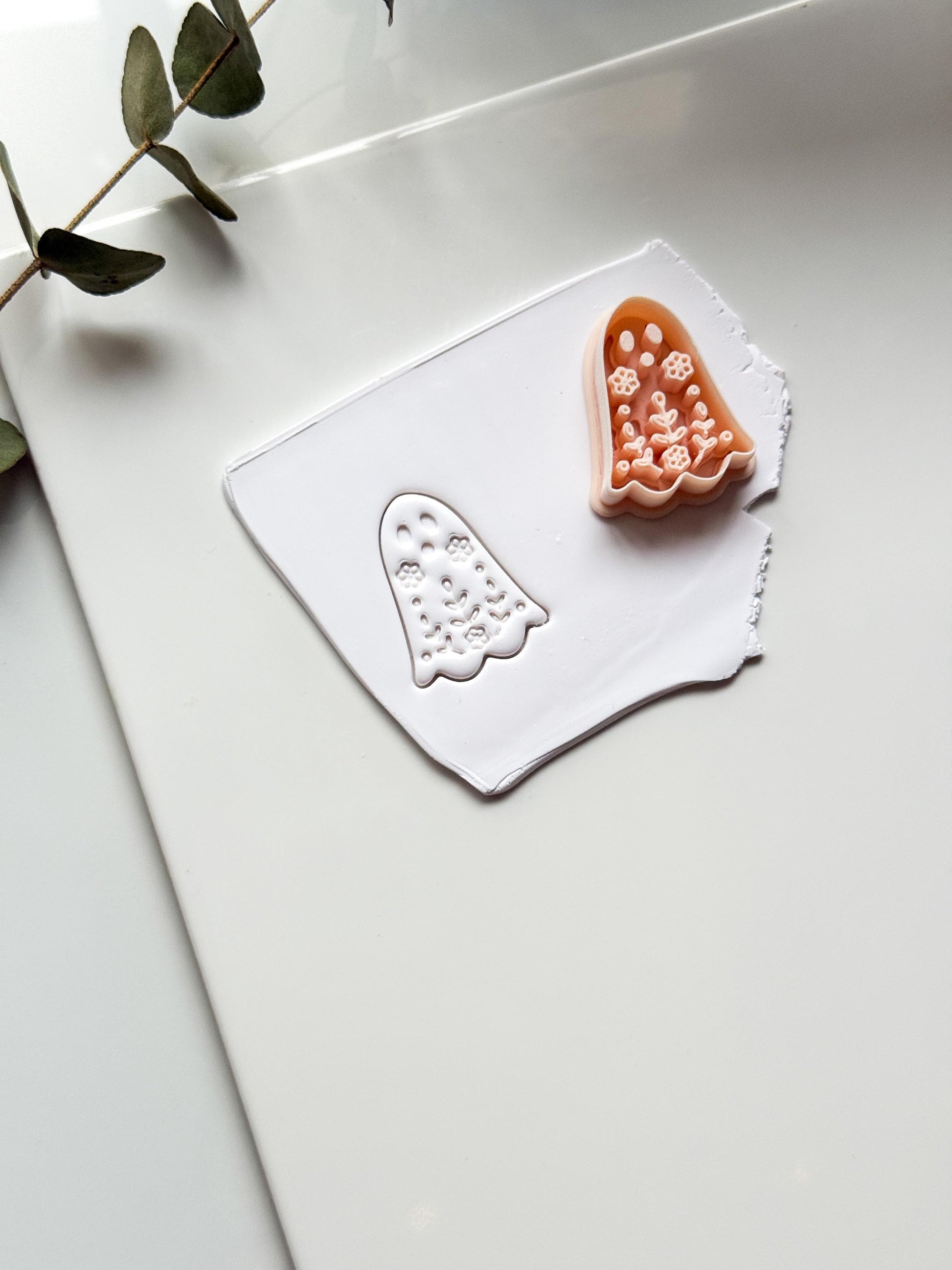 Cute Floral Ghost Cutter: Botanical Spirit Shape for Polymer Clay
