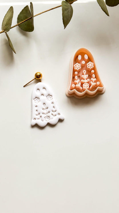 Cute Floral Ghost Cutter: Botanical Spirit Shape for Polymer Clay