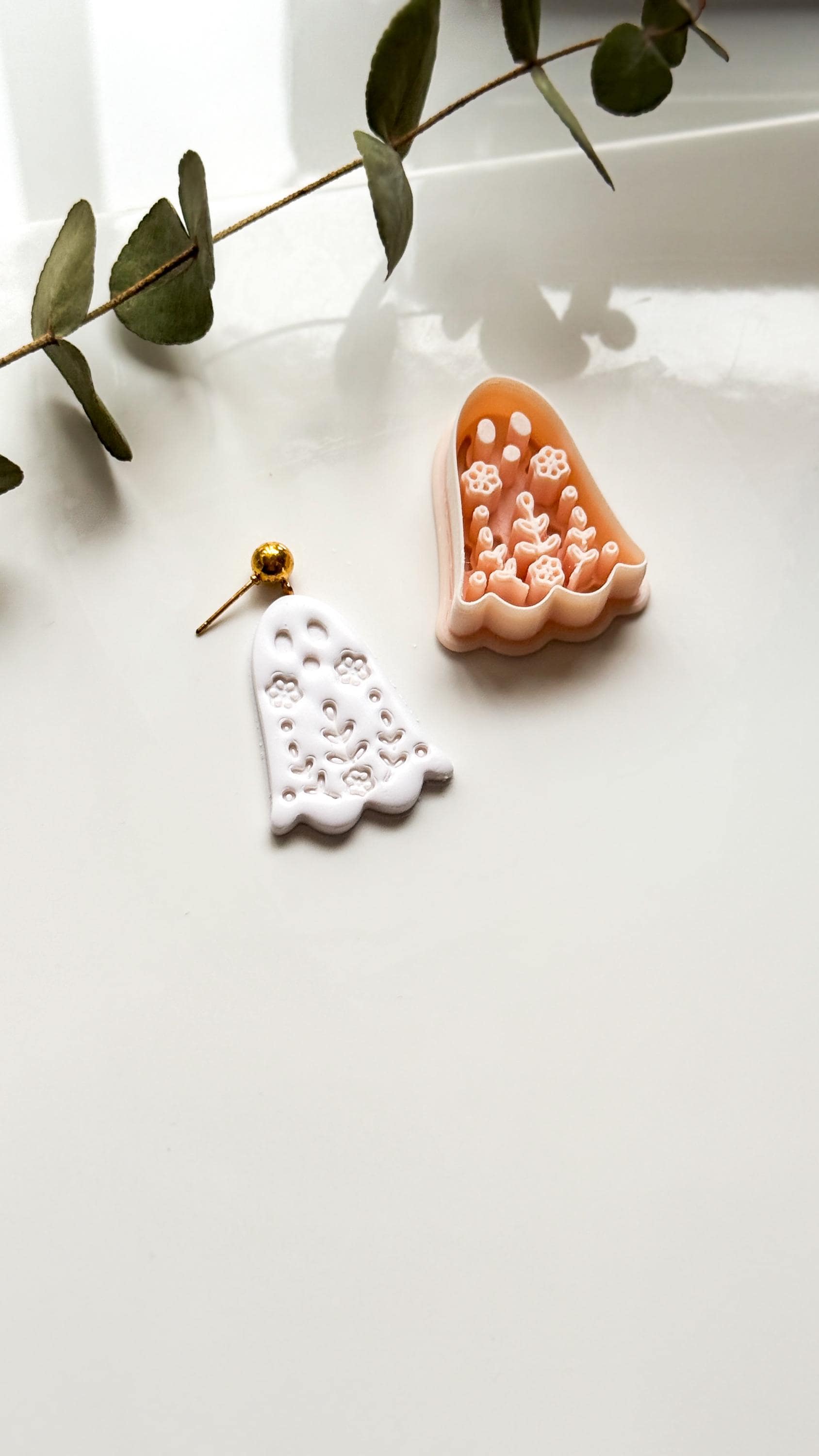 Cute Floral Ghost Cutter: Botanical Spirit Shape for Polymer Clay