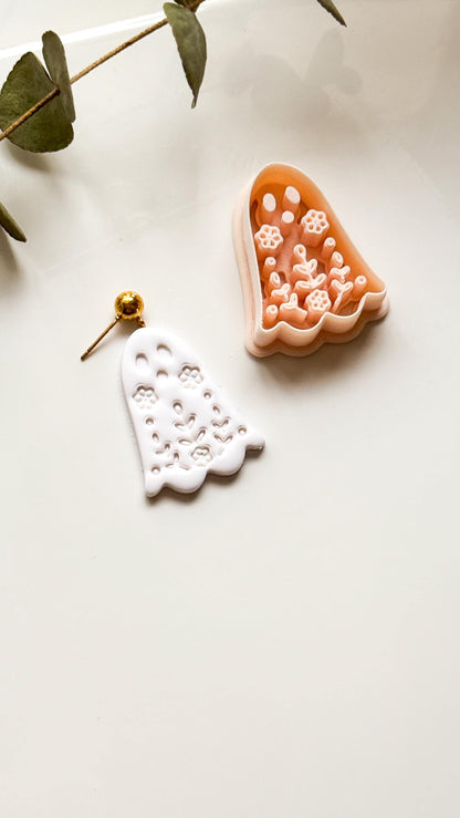Cute Floral Ghost Cutter: Botanical Spirit Shape for Polymer Clay