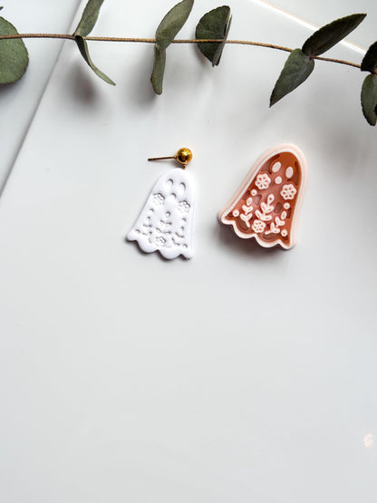 Cute Floral Ghost Cutter: Botanical Spirit Shape for Polymer Clay