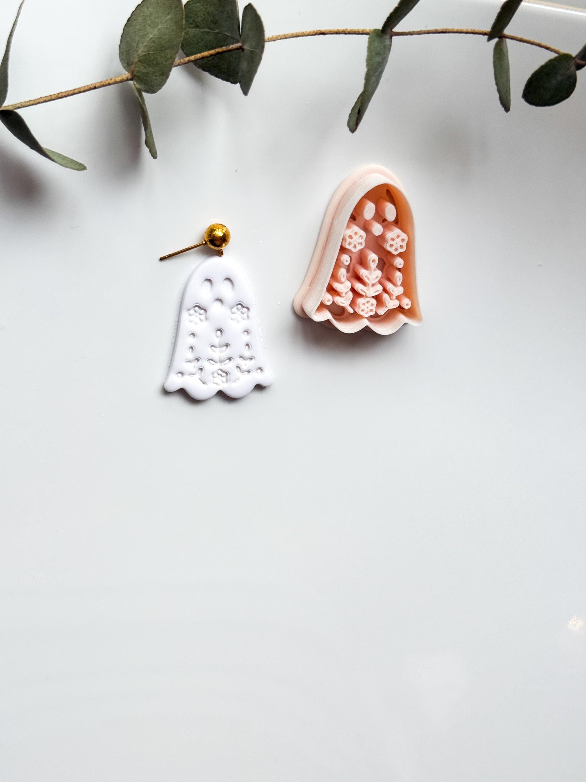Cute Floral Ghost Cutter: Botanical Spirit Shape for Polymer Clay
