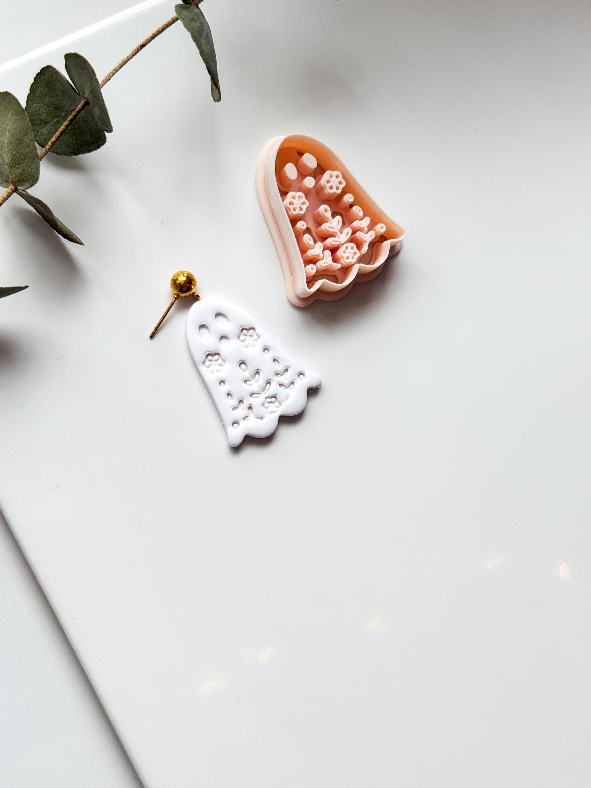 Cute Floral Ghost Cutter: Botanical Spirit Shape for Polymer Clay