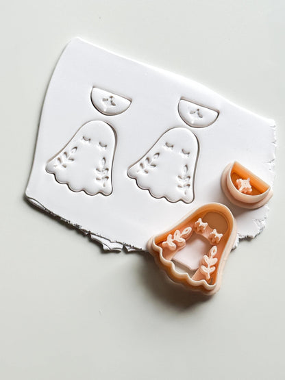Botanical Boo Cutter: Floral Ghost Dangle for Polymer Clay