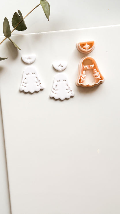 Botanical Boo Cutter: Floral Ghost Dangle for Polymer Clay