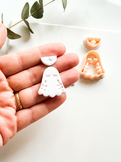 Botanical Boo Cutter: Floral Ghost Dangle for Polymer Clay
