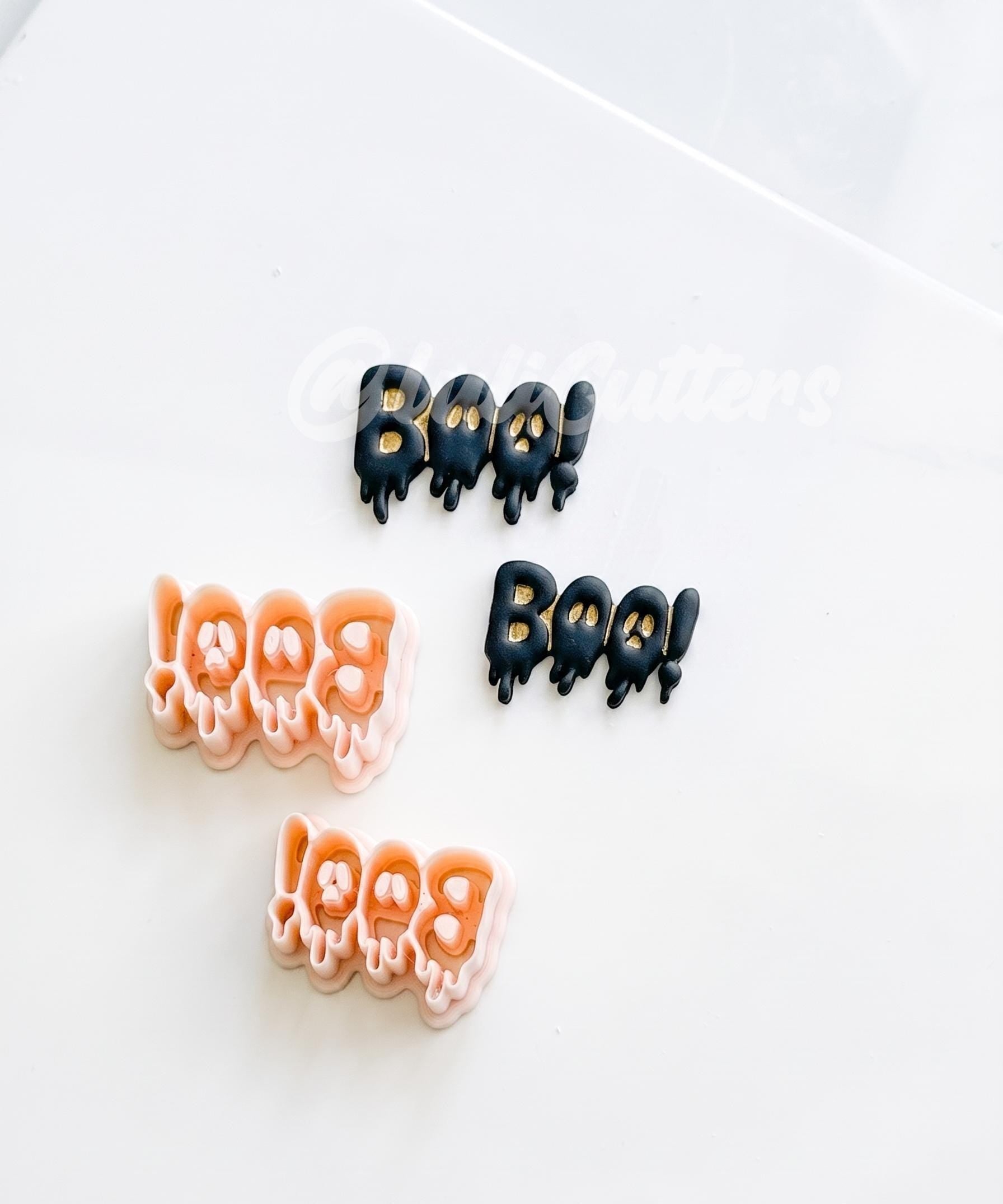 Ghosty Boo Cutter: Triple Ghost Lettering Design for Polymer Clay