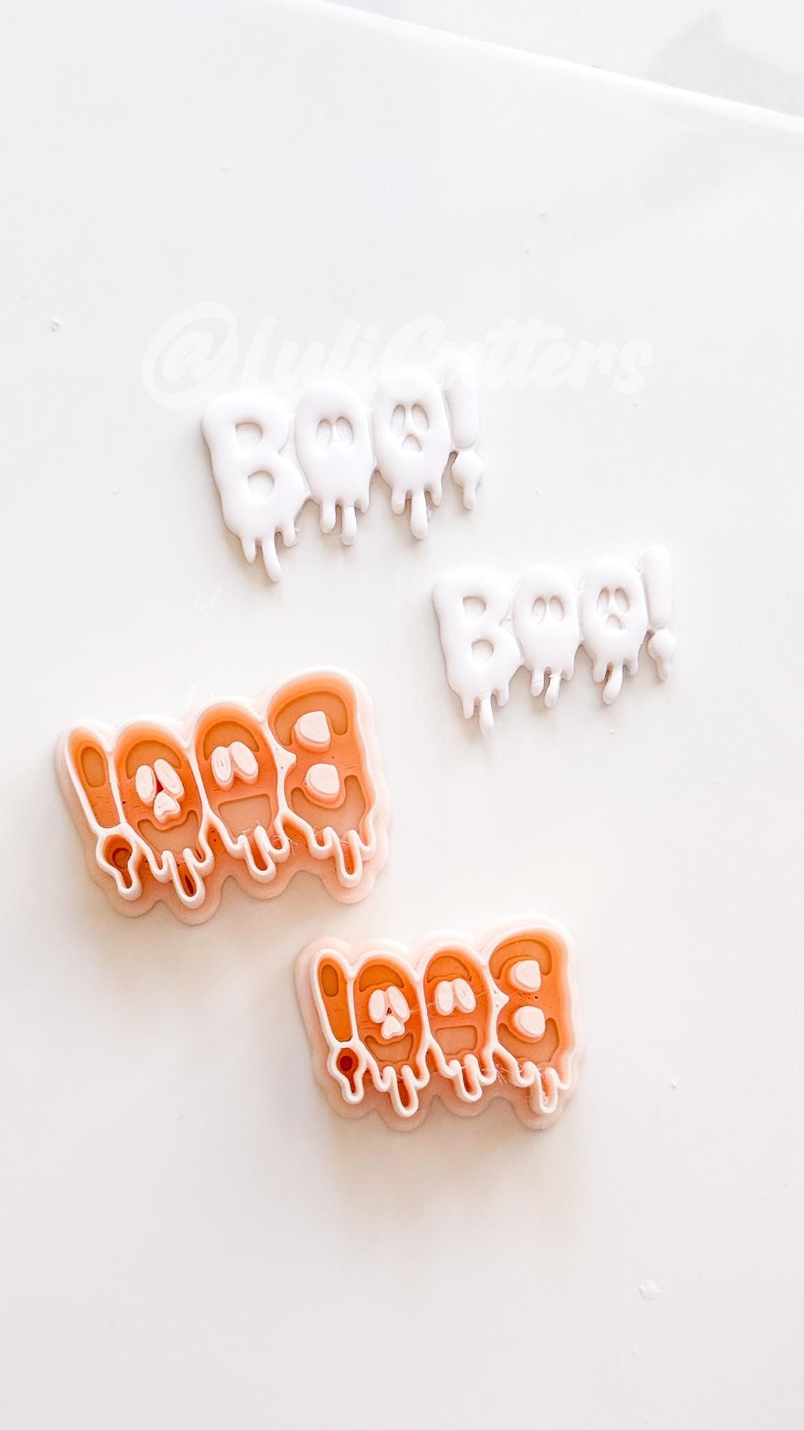 Ghosty Boo Cutter: Triple Ghost Lettering Design for Polymer Clay