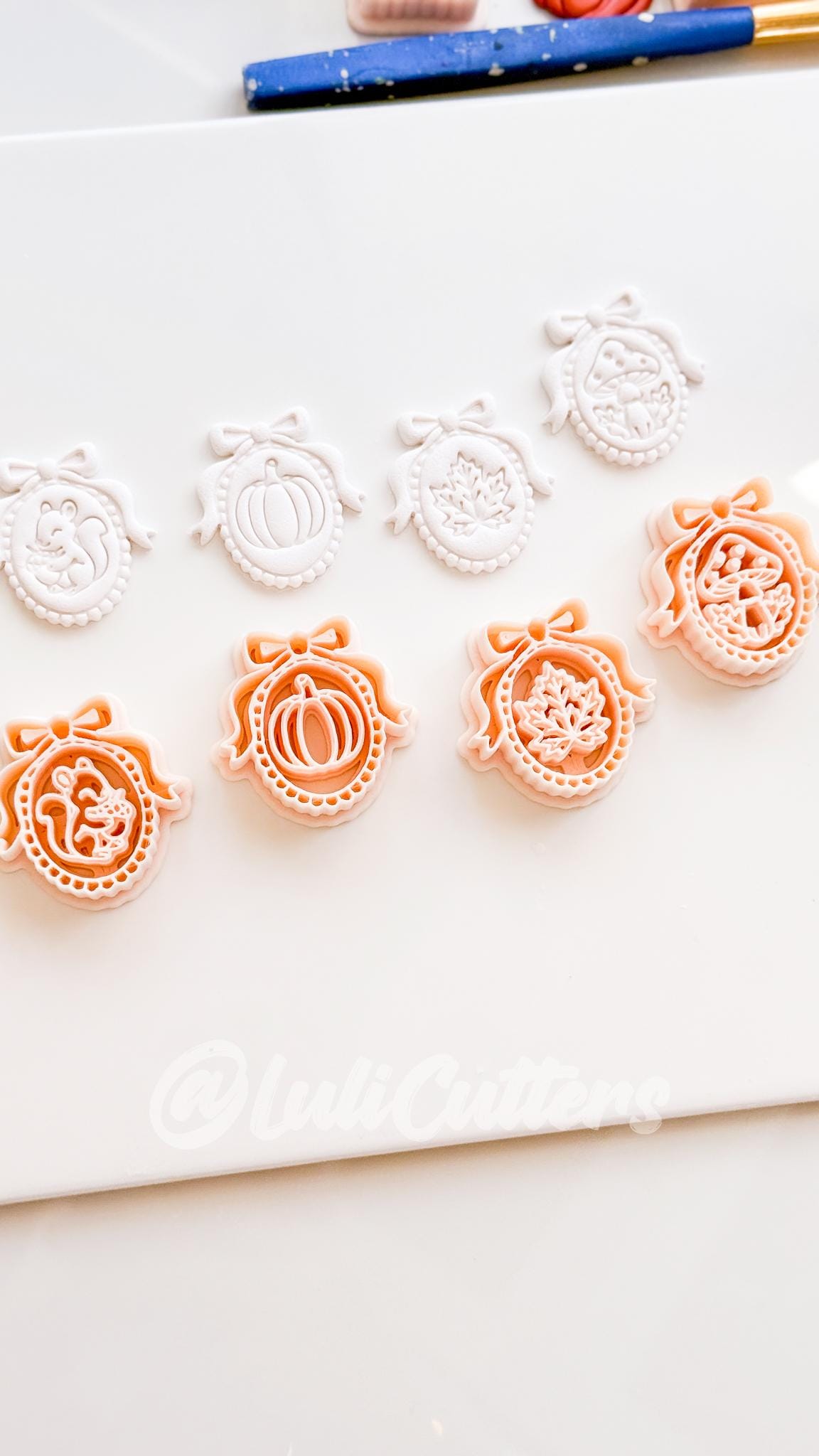 Autumn Bow Charms Cutter: Fall Cameo Earring Shapes for Polymer Clay