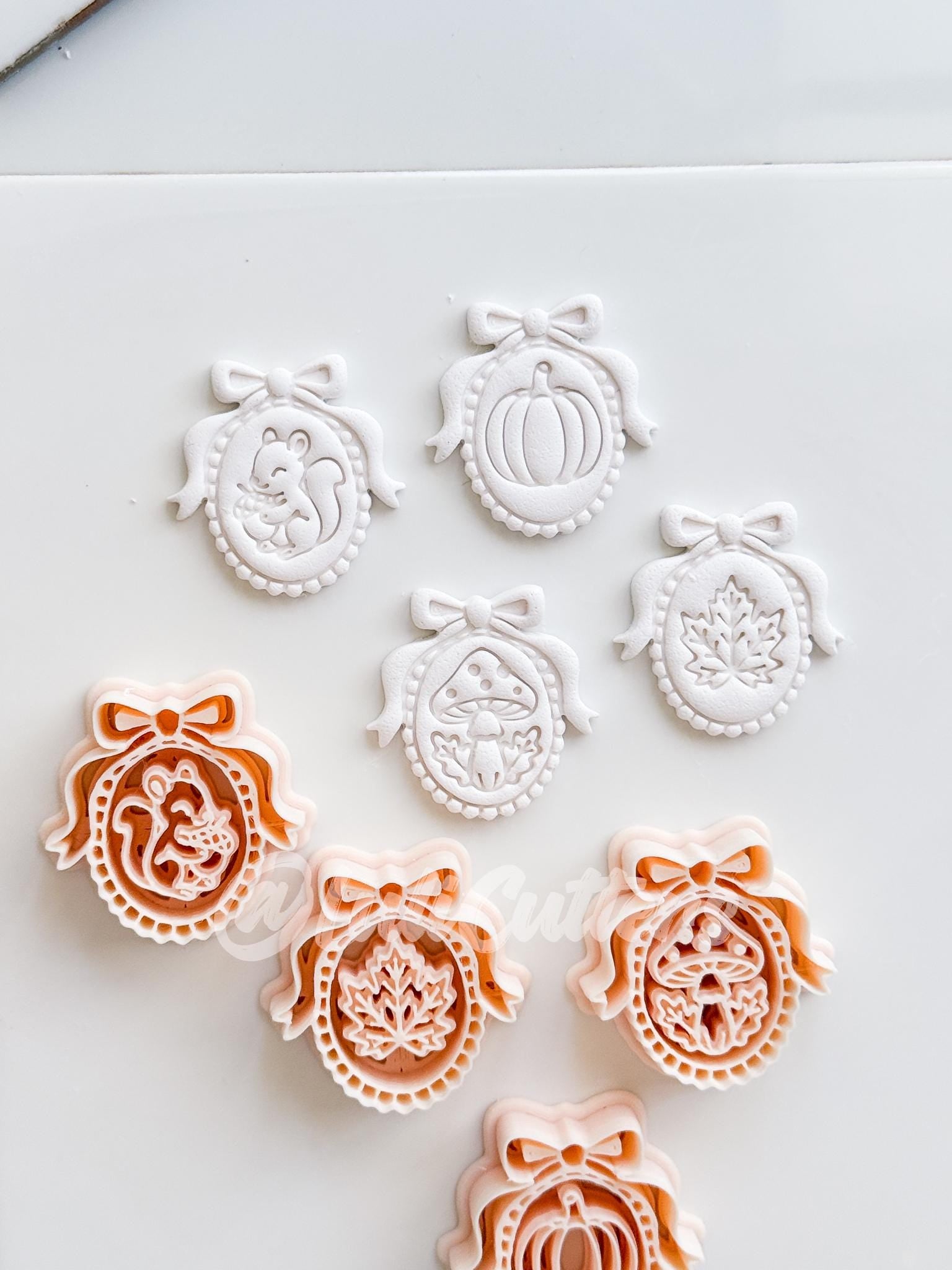 Autumn Bow Charms Cutter: Fall Cameo Earring Shapes for Polymer Clay