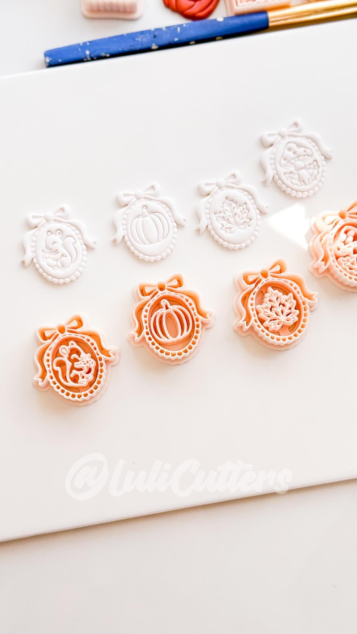 Autumn Bow Charms Cutter: Fall Cameo Earring Shapes for Polymer Clay