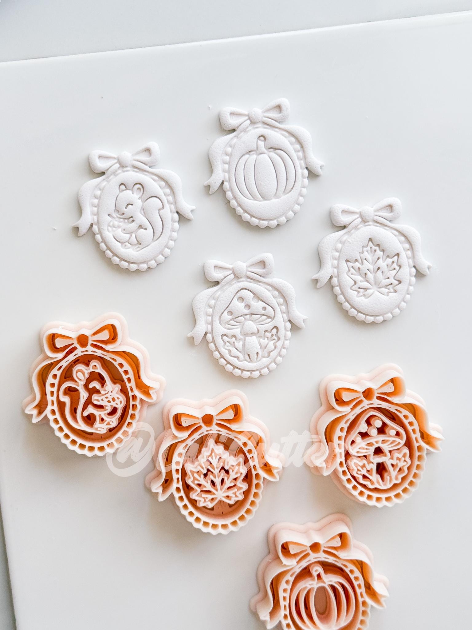 Autumn Bow Charms Cutter: Fall Cameo Earring Shapes for Polymer Clay