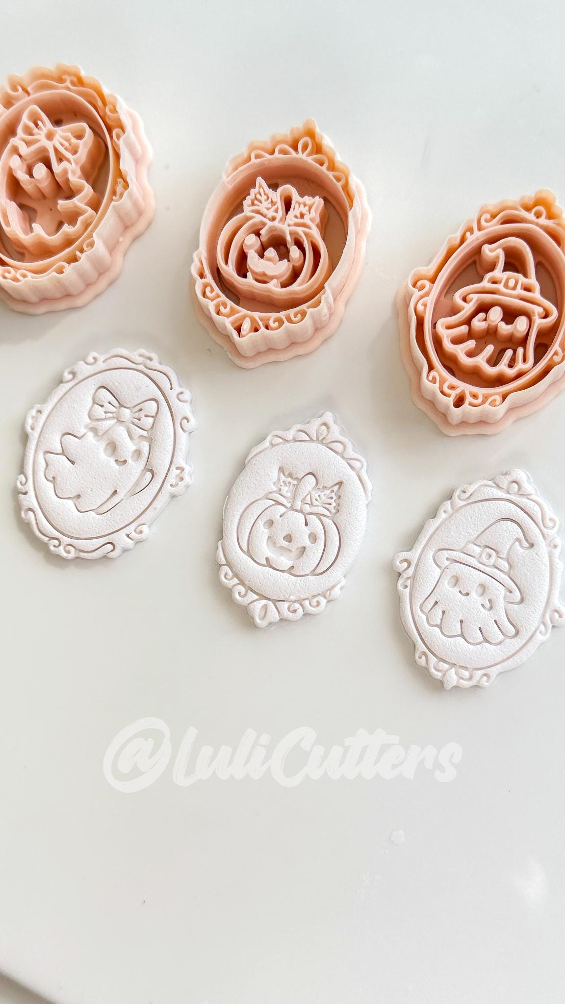 Haunted Cameo Cuties Cutter: Ghost, Pumpkin & Witch Portraits for Polymer Clay