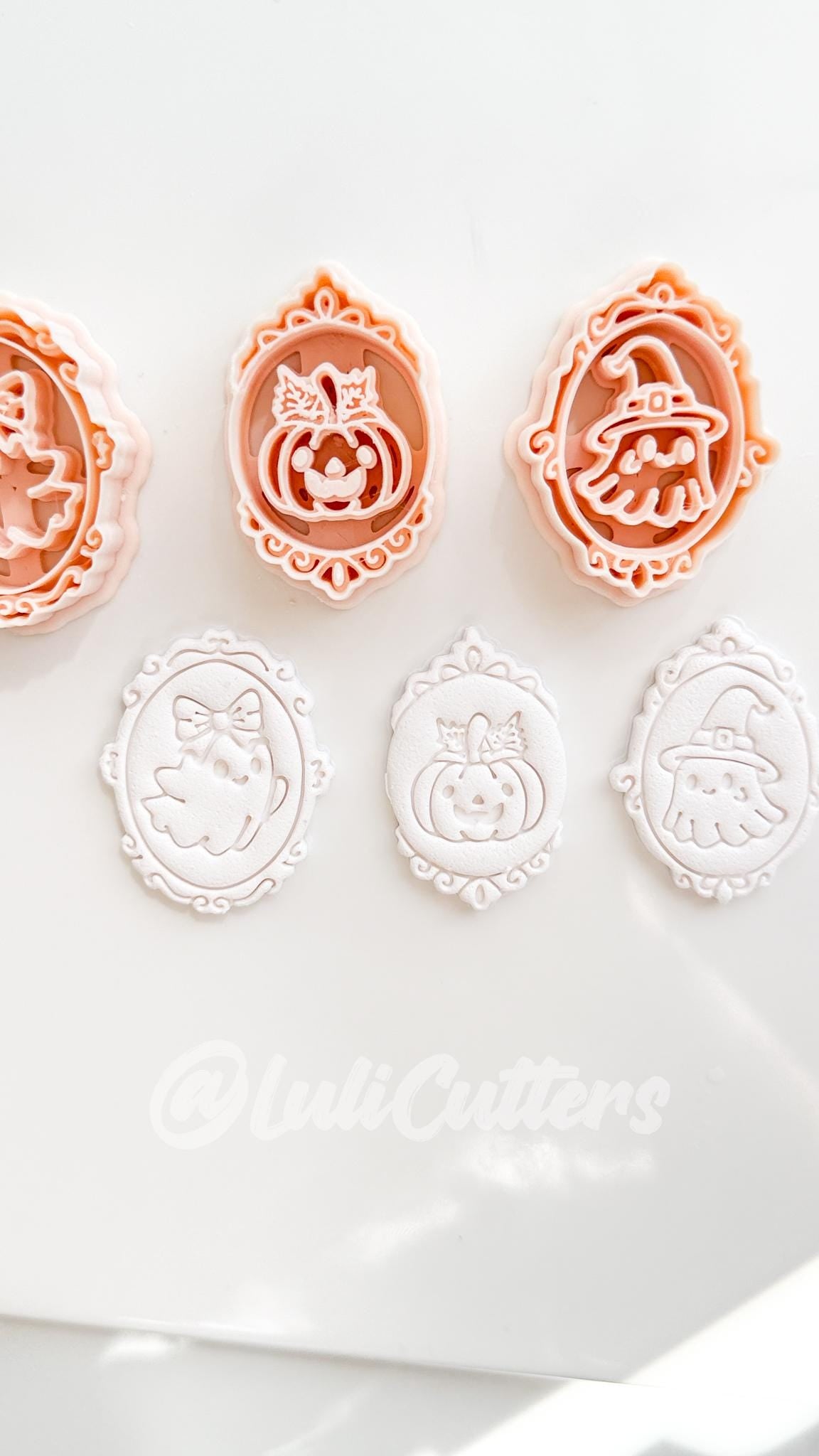 Haunted Cameo Cuties Cutter: Ghost, Pumpkin & Witch Portraits for Polymer Clay