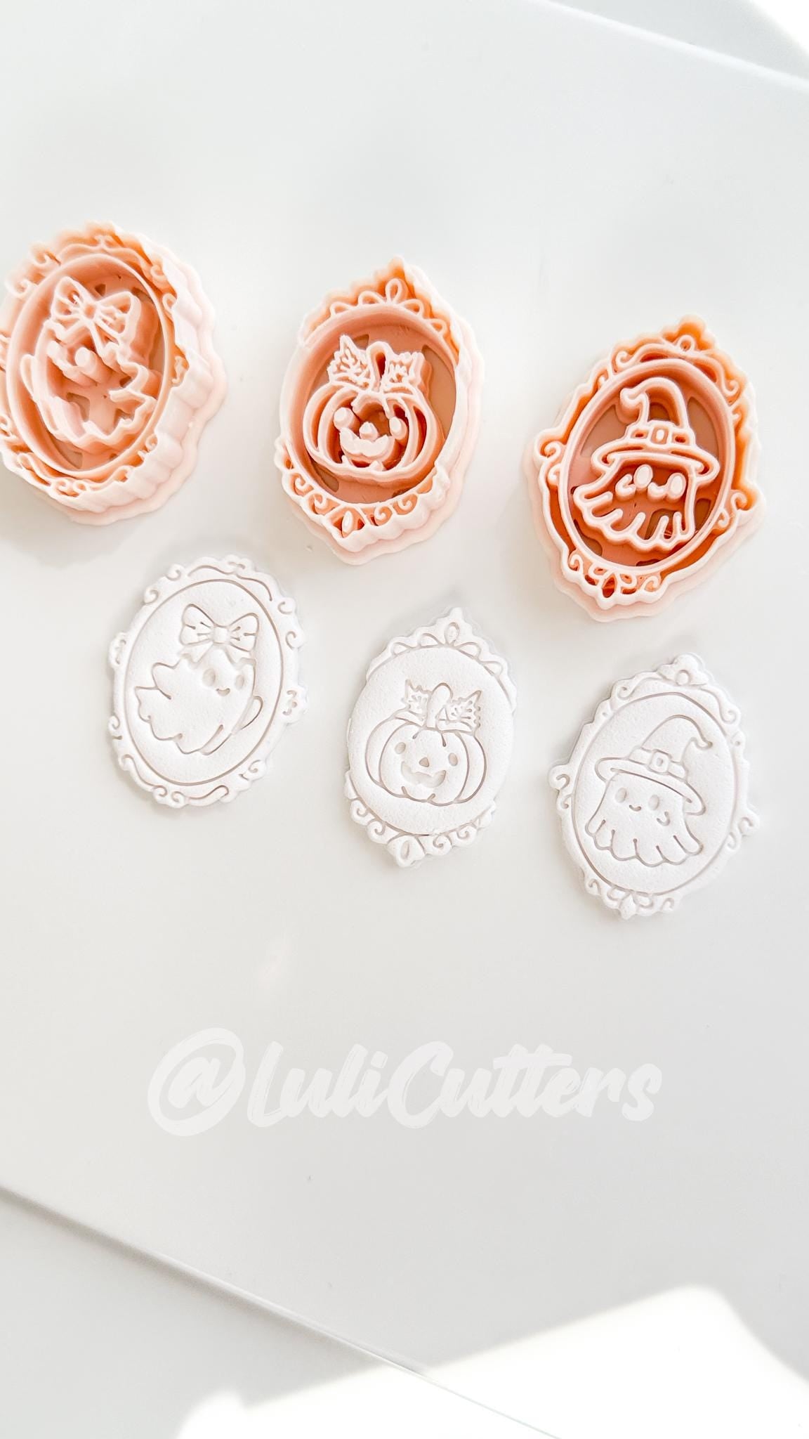 Haunted Cameo Cuties Cutter: Ghost, Pumpkin & Witch Portraits for Polymer Clay