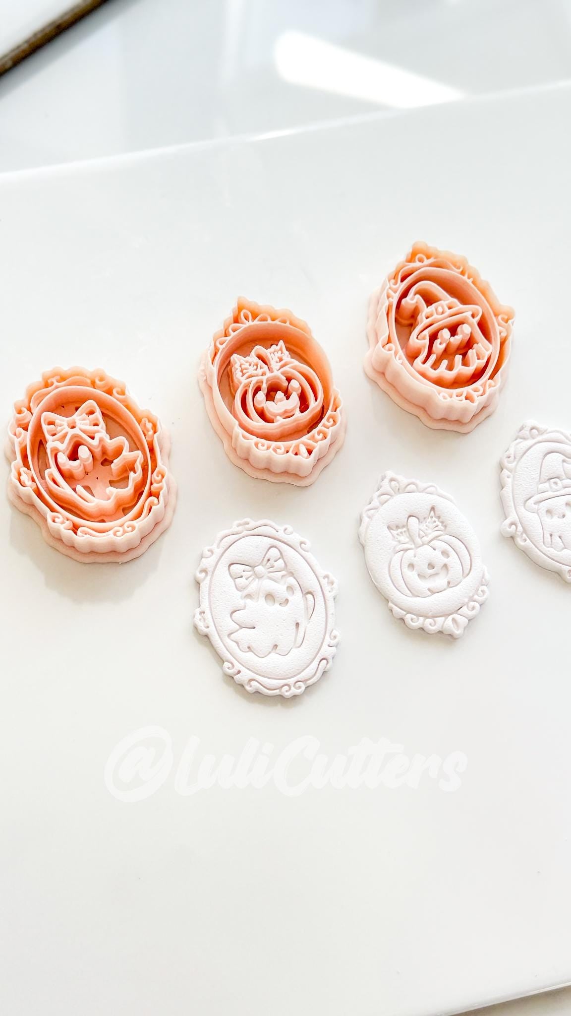 Haunted Cameo Cuties Cutter: Ghost, Pumpkin & Witch Portraits for Polymer Clay