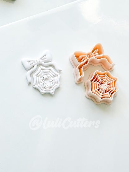 Spooky Bow Web Cutter: Spider Silk Dangle Shape for Polymer Clay