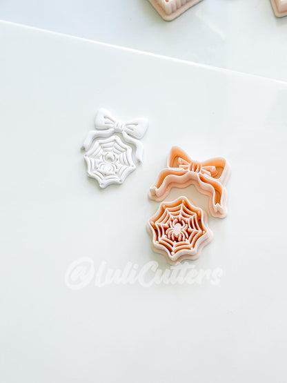 Spooky Bow Web Cutter: Spider Silk Dangle Shape for Polymer Clay