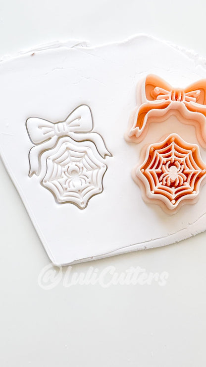 Spooky Bow Web Cutter: Spider Silk Dangle Shape for Polymer Clay
