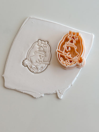 Little Witch Boo Cutter: Witch on Broom Halloween Design for Polymer Clay