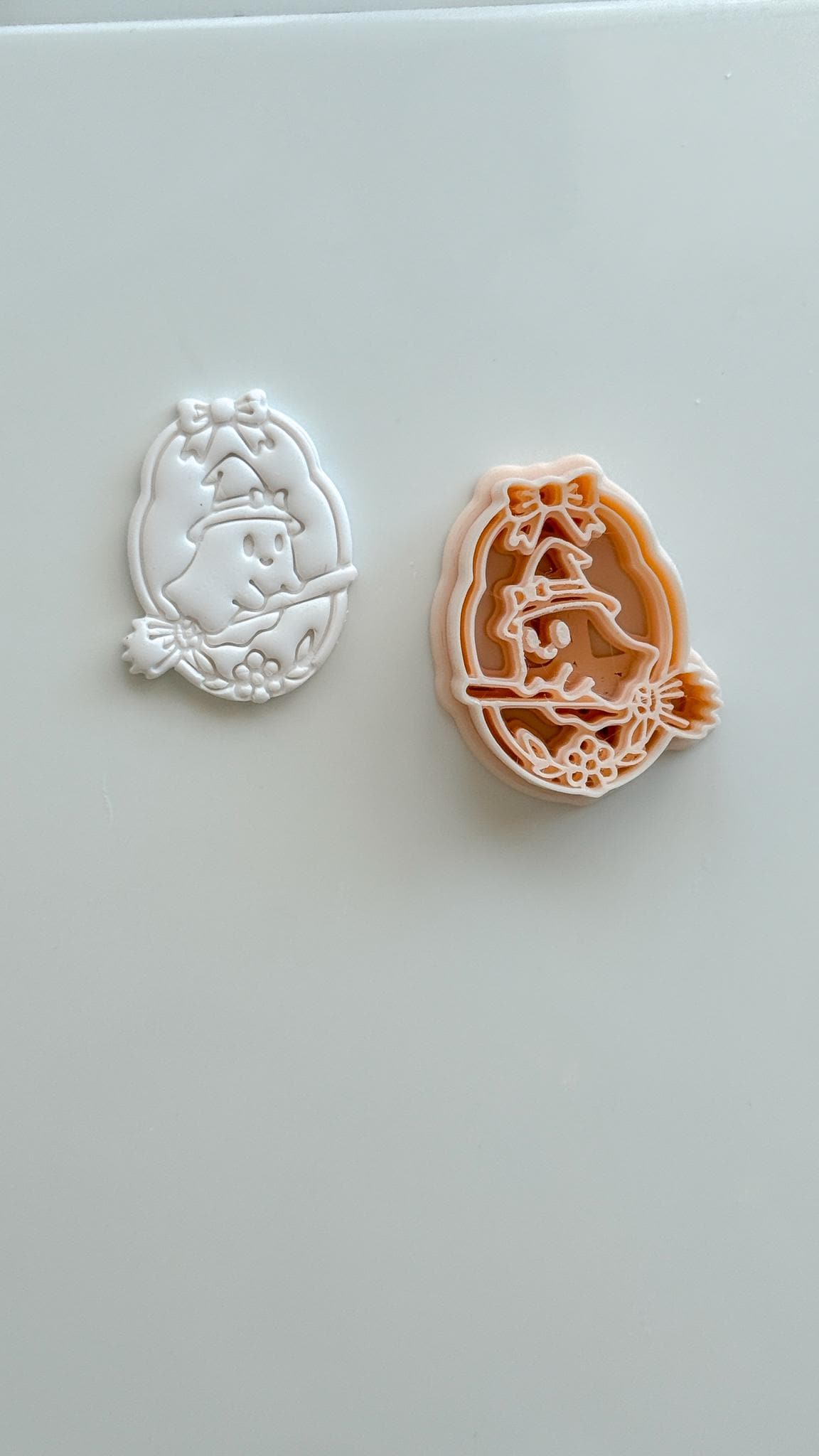 Little Witch Boo Cutter: Witch on Broom Halloween Design for Polymer Clay
