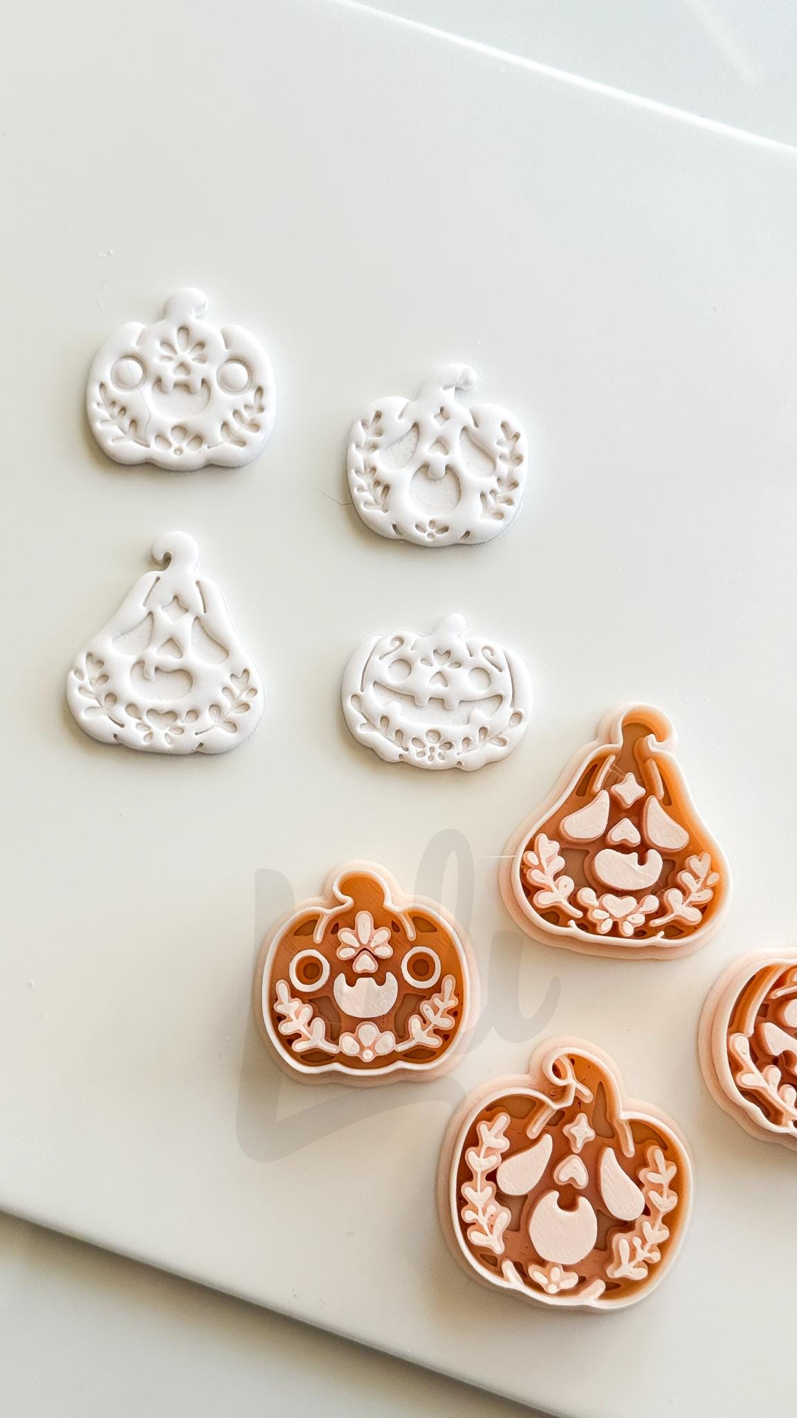 Folk Pumpkin Set Cutters: Folk Art Jack O'Lantern Shapes for Polymer Clay