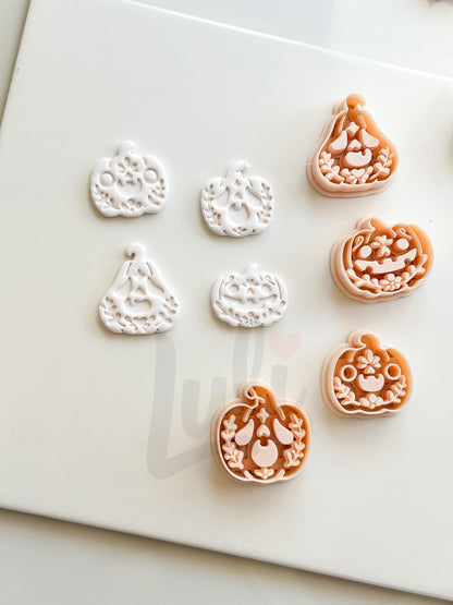 Folk Pumpkin Set Cutters: Folk Art Jack O'Lantern Shapes for Polymer Clay