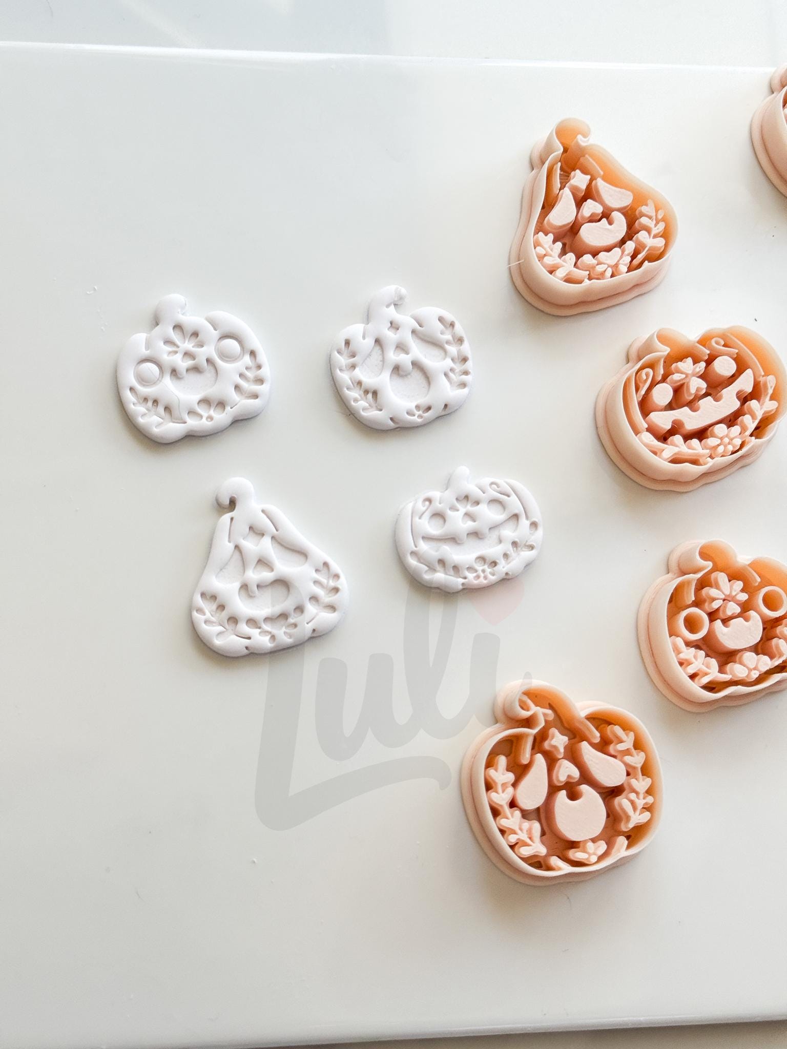 Folk Pumpkin Set Cutters: Folk Art Jack O'Lantern Shapes for Polymer Clay