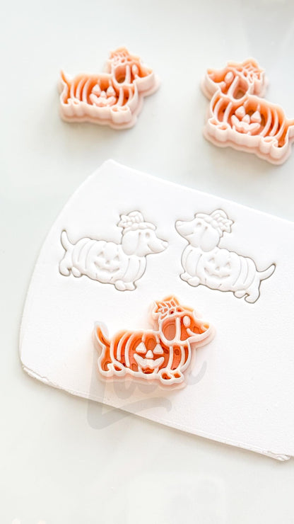 Spooky Sausage Pups Cutters: Halloween Dachshund Shapes for Polymer Clay