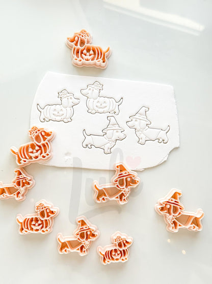 Spooky Sausage Pups Cutters: Halloween Dachshund Shapes for Polymer Clay