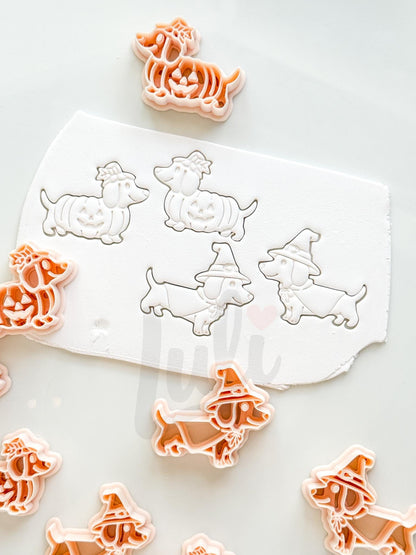 Spooky Sausage Pups Cutters: Halloween Dachshund Shapes for Polymer Clay