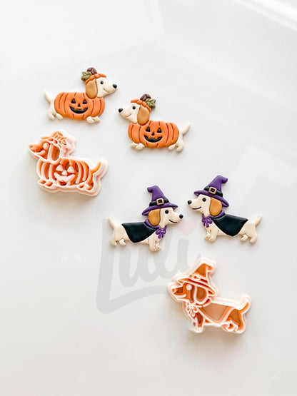 Spooky Sausage Pups Cutters: Halloween Dachshund Shapes for Polymer Clay