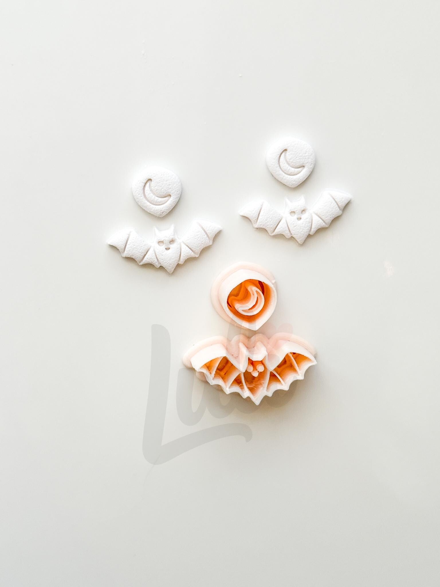 Moon Bat Cutter: Celestial Crescent Flying Bat Dangle for Polymer Clay