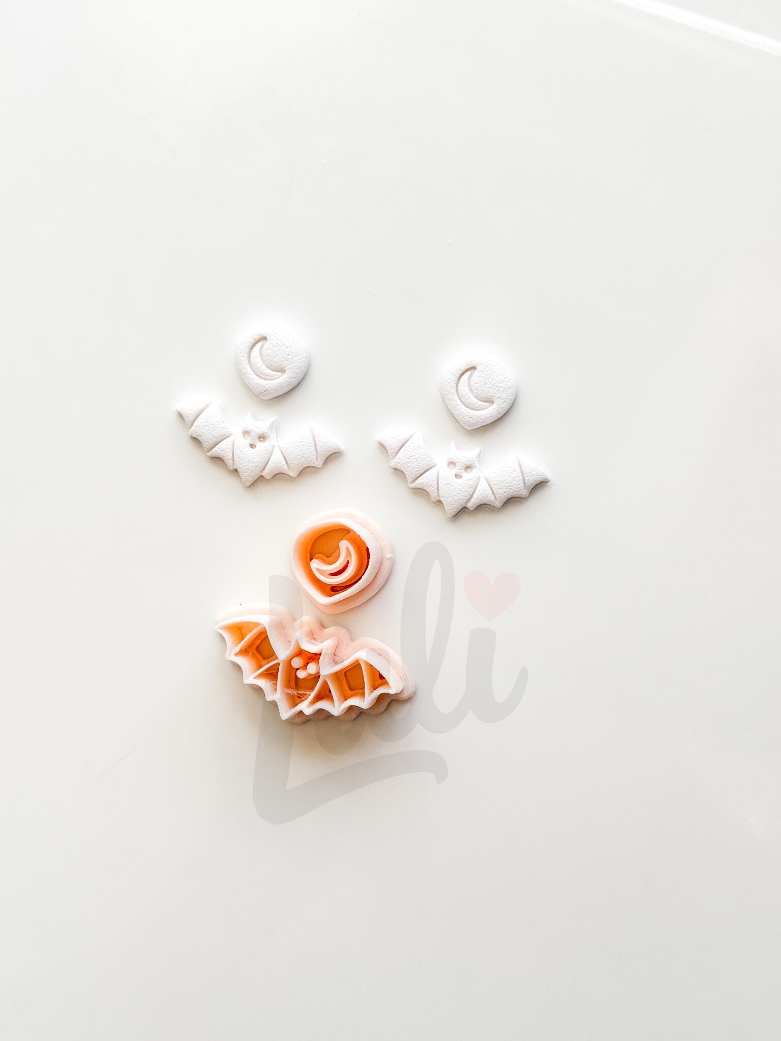 Moon Bat Cutter: Celestial Crescent Flying Bat Dangle for Polymer Clay