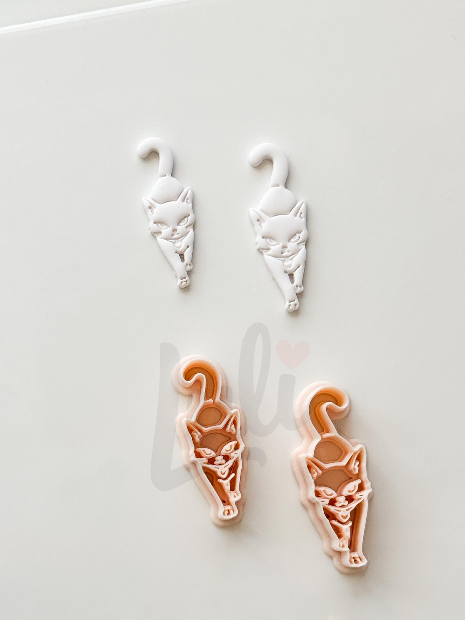 Spooky Kitty Cutter: Crescent Cat Halloween Dangle for Polymer Clay