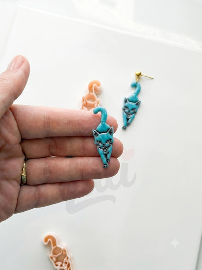 Spooky Kitty Cutter: Crescent Cat Halloween Dangle for Polymer Clay