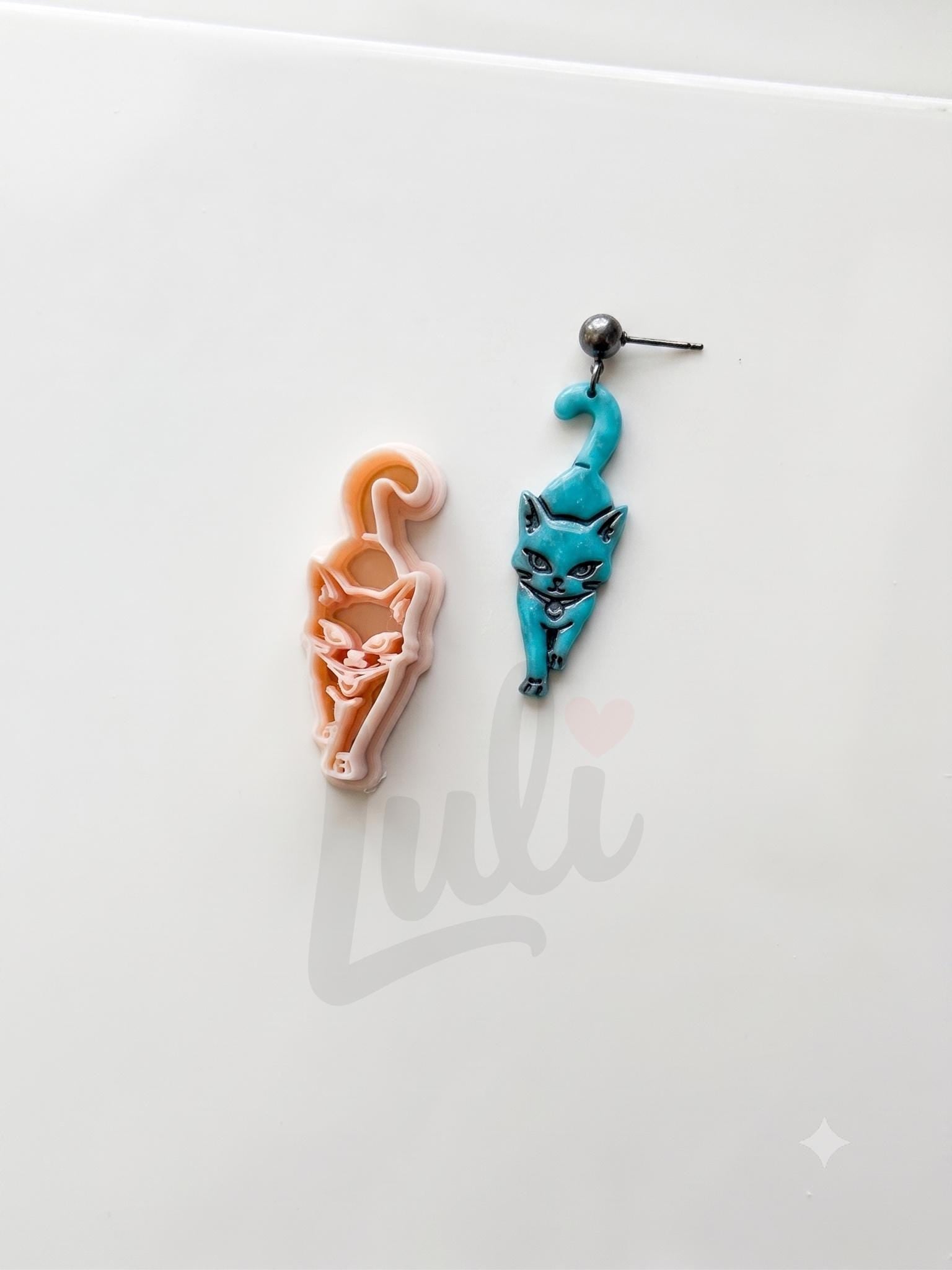 Spooky Kitty Cutter: Crescent Cat Halloween Dangle for Polymer Clay