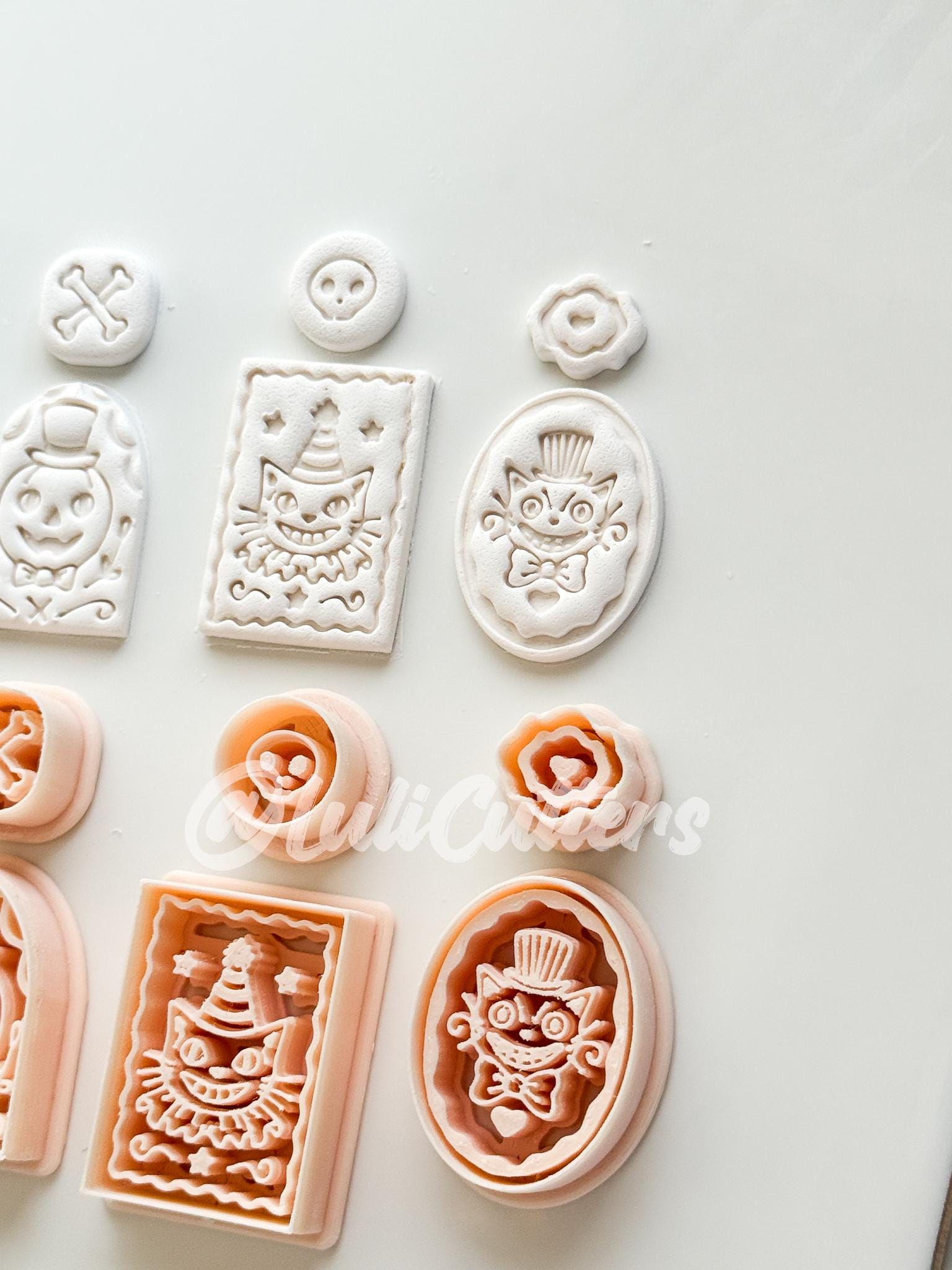 Spooky Carnival Set Cutter: Vintage Halloween Character Dangle Shapes for Polymer Clay