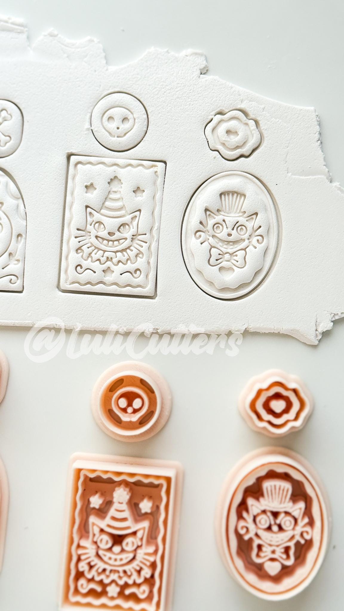 Spooky Carnival Set Cutter: Vintage Halloween Character Dangle Shapes for Polymer Clay