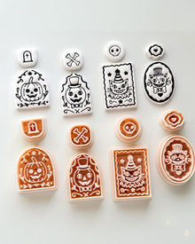 Spooky Carnival Set Cutter: Vintage Halloween Character Dangle Shapes for Polymer Clay