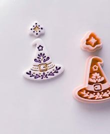 Folk Witch Hat Cutter: Floral Magic Hat Dangle Shape for Polymer Clay