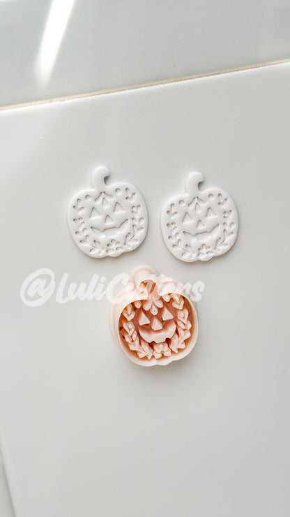 Folk Pumpkin Cutter: Floral Jack O’Lantern Dangle Shape for Polymer Clay